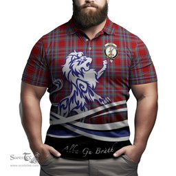 ScotsTee Shop Scottish Spens Clan Crest Tartan Polo Shirt Alba Gu Brath Regal Lion Emblem