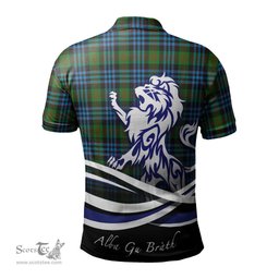 ScotsTee Shop Scottish Newlands of Lauriston Clan Crest Tartan Polo Shirt Alba Gu Brath Regal Lion Emblem