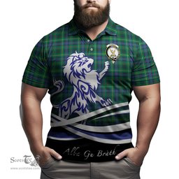 ScotsTee Shop Scottish Stewart Hunting Modern Clan Crest Tartan Polo Shirt Alba Gu Brath Regal Lion Emblem