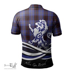 ScotsTee Shop Scottish Rutherford Clan Crest Tartan Polo Shirt Alba Gu Brath Regal Lion Emblem