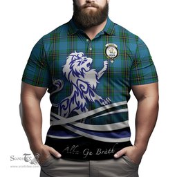 ScotsTee Shop Scottish Murray of Elibank Clan Crest Tartan Polo Shirt Alba Gu Brath Regal Lion Emblem