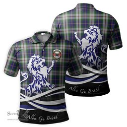 ScotsTee Shop Scottish MacLeod Of Californian Clan Crest Tartan Polo Shirt Alba Gu Brath Regal Lion Emblem