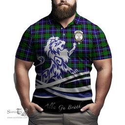 ScotsTee Shop Scottish Russell Modern Clan Crest Tartan Polo Shirt Alba Gu Brath Regal Lion Emblem