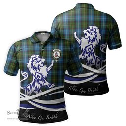 ScotsTee Shop Scottish MacNeil of Barra Clan Crest Tartan Polo Shirt Alba Gu Brath Regal Lion Emblem