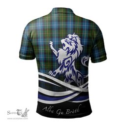 ScotsTee Shop Scottish MacNeil of Barra Clan Crest Tartan Polo Shirt Alba Gu Brath Regal Lion Emblem