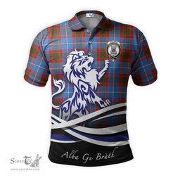 ScotsTee Shop Scottish Spalding Clan Crest Tartan Polo Shirt Alba Gu Brath Regal Lion Emblem
