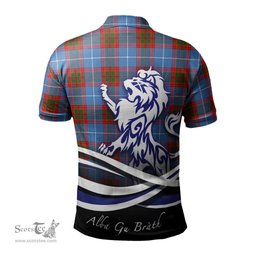ScotsTee Shop Scottish Spalding Clan Crest Tartan Polo Shirt Alba Gu Brath Regal Lion Emblem