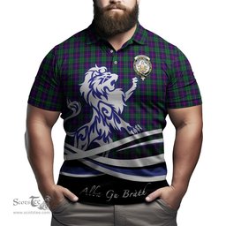 ScotsTee Shop Scottish Urquhart Clan Crest Tartan Polo Shirt Alba Gu Brath Regal Lion Emblem