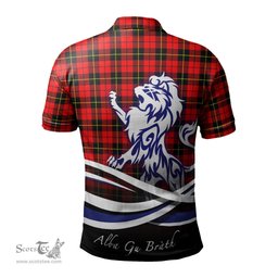 ScotsTee Shop Scottish Wallace Hunting Red Clan Crest Tartan Polo Shirt Alba Gu Brath Regal Lion Emblem