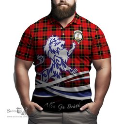 ScotsTee Shop Scottish Wallace Hunting Red Clan Crest Tartan Polo Shirt Alba Gu Brath Regal Lion Emblem