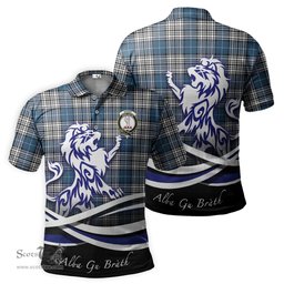 ScotsTee Shop Scottish Napier Modern Clan Crest Tartan Polo Shirt Alba Gu Brath Regal Lion Emblem