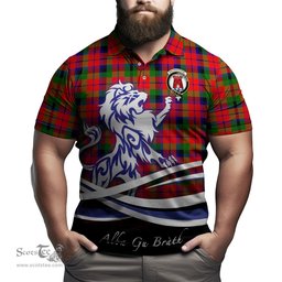 ScotsTee Shop Scottish MacNaughton Modern Clan Crest Tartan Polo Shirt Alba Gu Brath Regal Lion Emblem