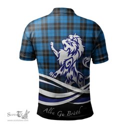 ScotsTee Shop Scottish Ramsay Blue Ancient Clan Crest Tartan Polo Shirt Alba Gu Brath Regal Lion Emblem
