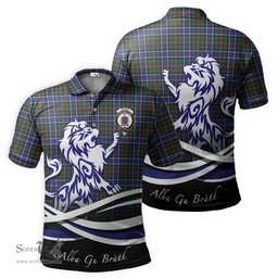 ScotsTee Shop Scottish Ogilvie (Ogilvy) Hunting Modern Clan Crest Tartan Polo Shirt Alba Gu Brath Regal Lion Emblem