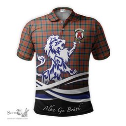 ScotsTee Shop Scottish MacNaughton Ancient Clan Crest Tartan Polo Shirt Alba Gu Brath Regal Lion Emblem