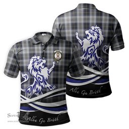 ScotsTee Shop Scottish Menzies Black Dress Clan Crest Tartan Polo Shirt Alba Gu Brath Regal Lion Emblem