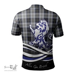 ScotsTee Shop Scottish Menzies Black Dress Clan Crest Tartan Polo Shirt Alba Gu Brath Regal Lion Emblem