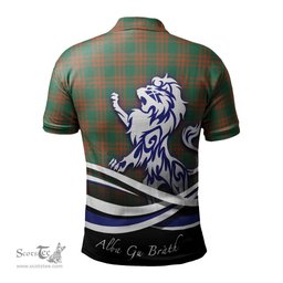 ScotsTee Shop Scottish Menzies Green Ancient Clan Crest Tartan Polo Shirt Alba Gu Brath Regal Lion Emblem