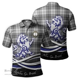 ScotsTee Shop Scottish Glendinning Clan Crest Tartan Polo Shirt Alba Gu Brath Regal Lion Emblem
