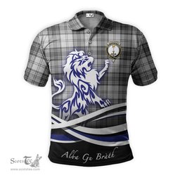 ScotsTee Shop Scottish Glendinning Clan Crest Tartan Polo Shirt Alba Gu Brath Regal Lion Emblem
