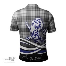 ScotsTee Shop Scottish Glendinning Clan Crest Tartan Polo Shirt Alba Gu Brath Regal Lion Emblem