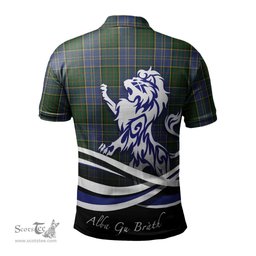 ScotsTee Shop Scottish MacMillan Hunting Clan Crest Tartan Polo Shirt Alba Gu Brath Regal Lion Emblem