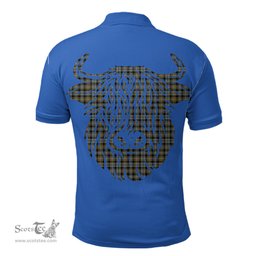 ScotsTee Shop Scottish Campbell Argyll Weathered Clan Tartan Polo Shirt Scotland Flag Tartan Highland Cow