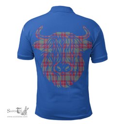 ScotsTee Shop Scottish Crawford Ancient Clan Tartan Polo Shirt Scotland Flag Tartan Highland Cow