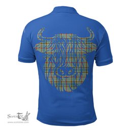 ScotsTee Shop Scottish Balfour Blue Clan Tartan Polo Shirt Scotland Flag Tartan Highland Cow