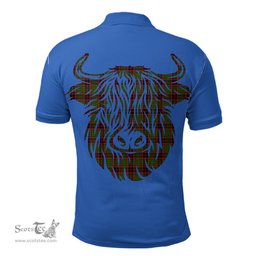 ScotsTee Shop Scottish Buchan Modern Clan Tartan Polo Shirt Scotland Flag Tartan Highland Cow