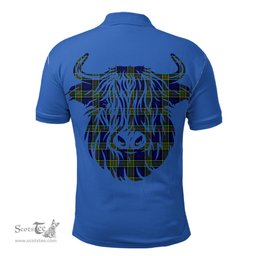 ScotsTee Shop Scottish Colquhoun Modern Clan Tartan Polo Shirt Scotland Flag Tartan Highland Cow