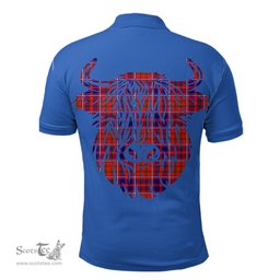 ScotsTee Shop Scottish Cameron of Lochiel Modern Clan Tartan Polo Shirt Scotland Flag Tartan Highland Cow