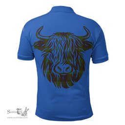 ScotsTee Shop Scottish Cunningham Hunting Modern Clan Tartan Polo Shirt Scotland Flag Tartan Highland Cow