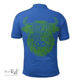 ScotsTee Shop Scottish Currie Clan Tartan Polo Shirt Scotland Flag Tartan Highland Cow