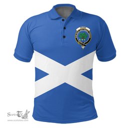 ScotsTee Shop Scottish Irvine Ancient Clan Tartan Polo Shirt Scotland Flag Tartan Highland Cow