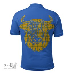 ScotsTee Shop Scottish Houston Clan Tartan Polo Shirt Scotland Flag Tartan Highland Cow