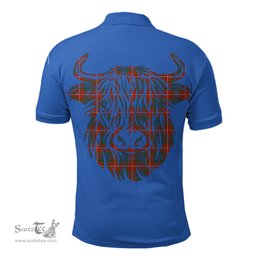 ScotsTee Shop Scottish Fraser Ancient Clan Tartan Polo Shirt Scotland Flag Tartan Highland Cow