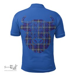 ScotsTee Shop Scottish Kinnaird Clan Tartan Polo Shirt Scotland Flag Tartan Highland Cow