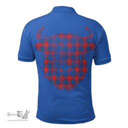 ScotsTee Shop Scottish Galloway Red Clan Tartan Polo Shirt Scotland Flag Tartan Highland Cow
