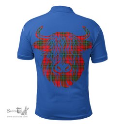 ScotsTee Shop Scottish MacAulay Modern Clan Tartan Polo Shirt Scotland Flag Tartan Highland Cow