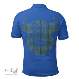 ScotsTee Shop Scottish MacInnes Ancient Clan Tartan Polo Shirt Scotland Flag Tartan Highland Cow