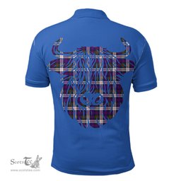 ScotsTee Shop Scottish MacDonald Dress Modern Clan Tartan Polo Shirt Scotland Flag Tartan Highland Cow