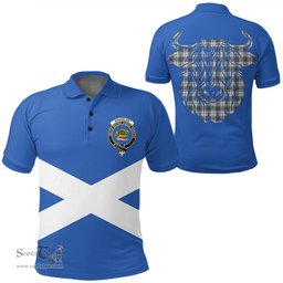 ScotsTee Shop Scottish Douglas Grey Modern Clan Tartan Polo Shirt Scotland Flag Tartan Highland Cow