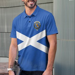 ScotsTee Shop Scottish MacGregor Ancient Clan Tartan Polo Shirt Scotland Flag Tartan Highland Cow