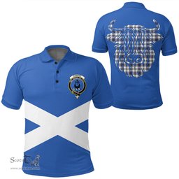 ScotsTee Shop Scottish Hannay Modern Clan Tartan Polo Shirt Scotland Flag Tartan Highland Cow