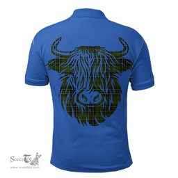 ScotsTee Shop Scottish MacLean Hunting Clan Tartan Polo Shirt Scotland Flag Tartan Highland Cow