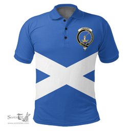 ScotsTee Shop Scottish Lumsden Modern Clan Tartan Polo Shirt Scotland Flag Tartan Highland Cow