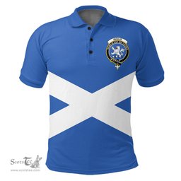 ScotsTee Shop Scottish Inglis Modern Clan Tartan Polo Shirt Scotland Flag Tartan Highland Cow