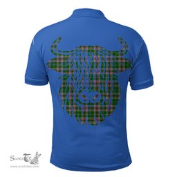ScotsTee Shop Scottish Gray Hunting Clan Tartan Polo Shirt Scotland Flag Tartan Highland Cow