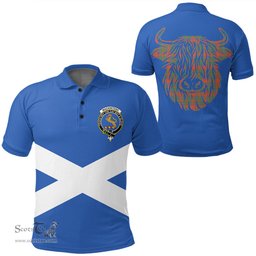 ScotsTee Shop Scottish MacKintosh Ancient Clan Tartan Polo Shirt Scotland Flag Tartan Highland Cow